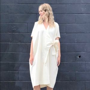 Lauren Manoogian Raw White Wrap Dress